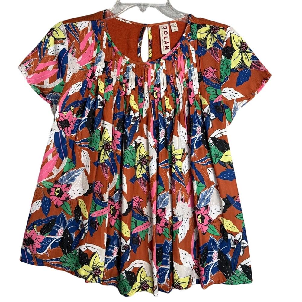 Dolan Left Coast Collection Floral Pleated Blouse Size XS Boho Flowy Indie NWOT